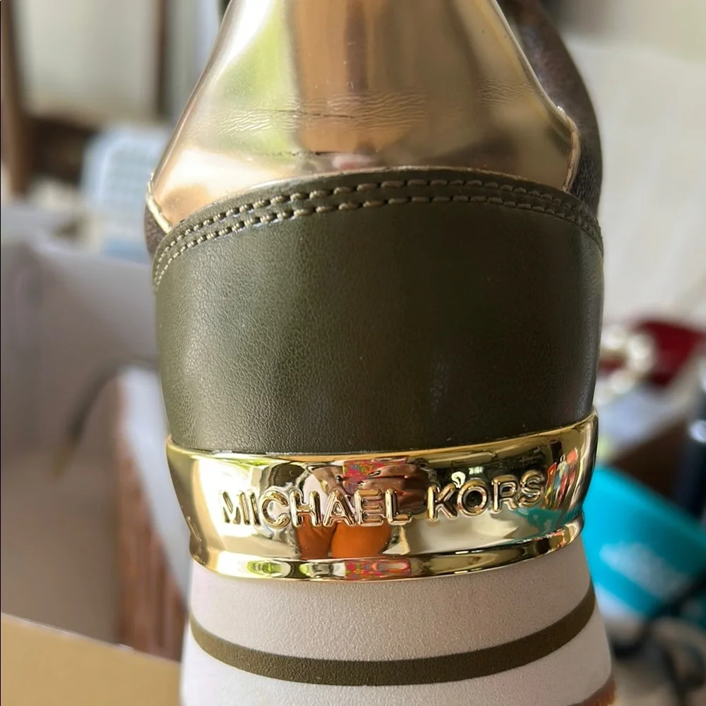 Michael Kors Olive and Gold Women's Sneakers - Picture 3 of 3